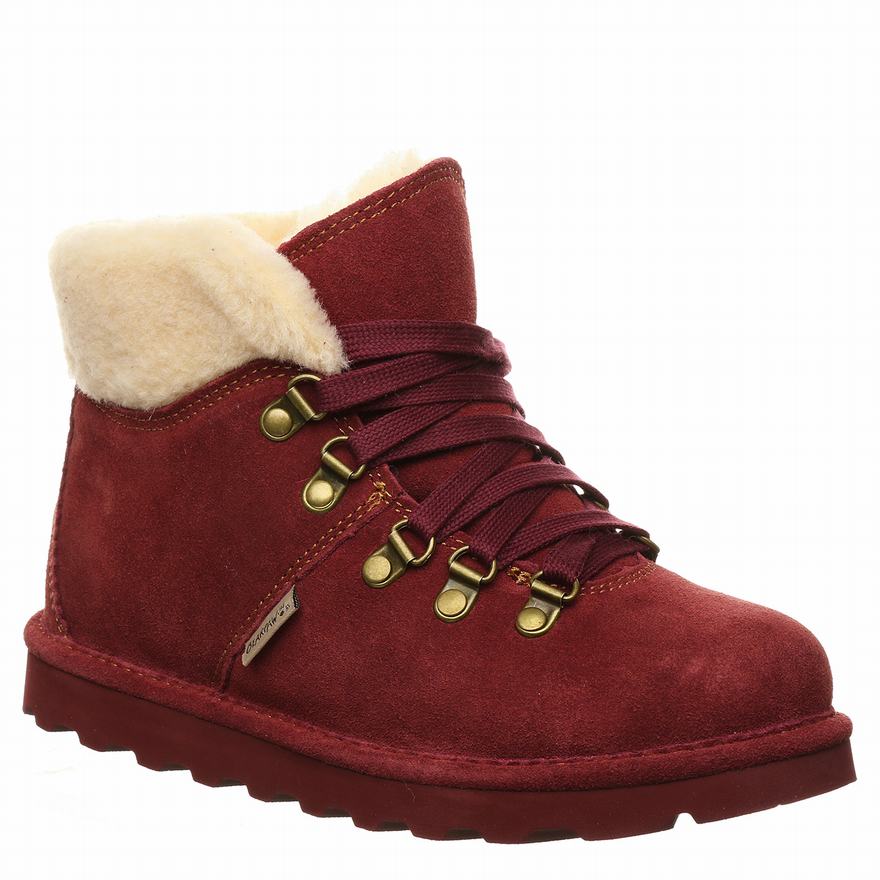 Bearpaw Marta Ankle Boots UK - Women's Boots Dark Red ||NDKTOU-123||